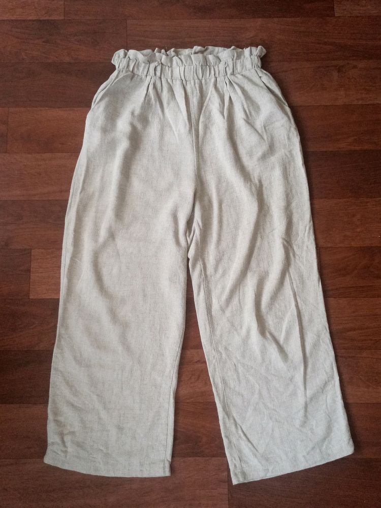 Light Beige Paper Bag Trousers