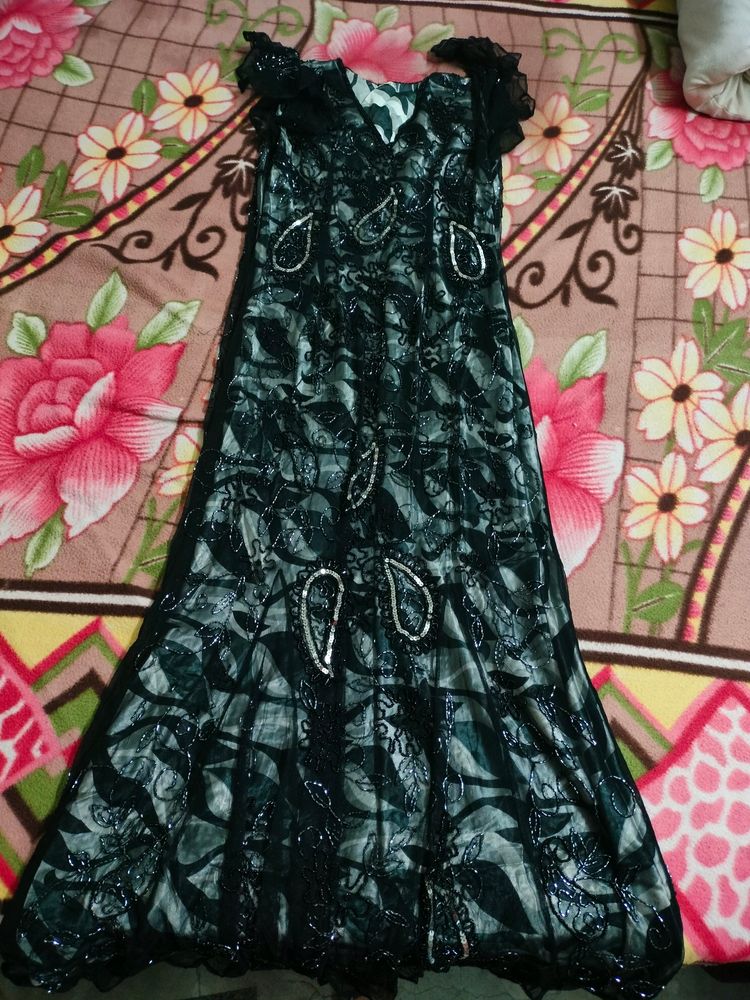 Black Net Long Gown Maxi Dress