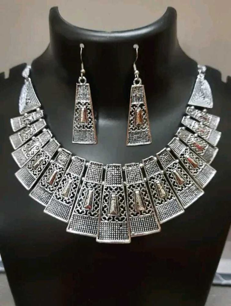 Oxidised Choker &amp; Earring Set