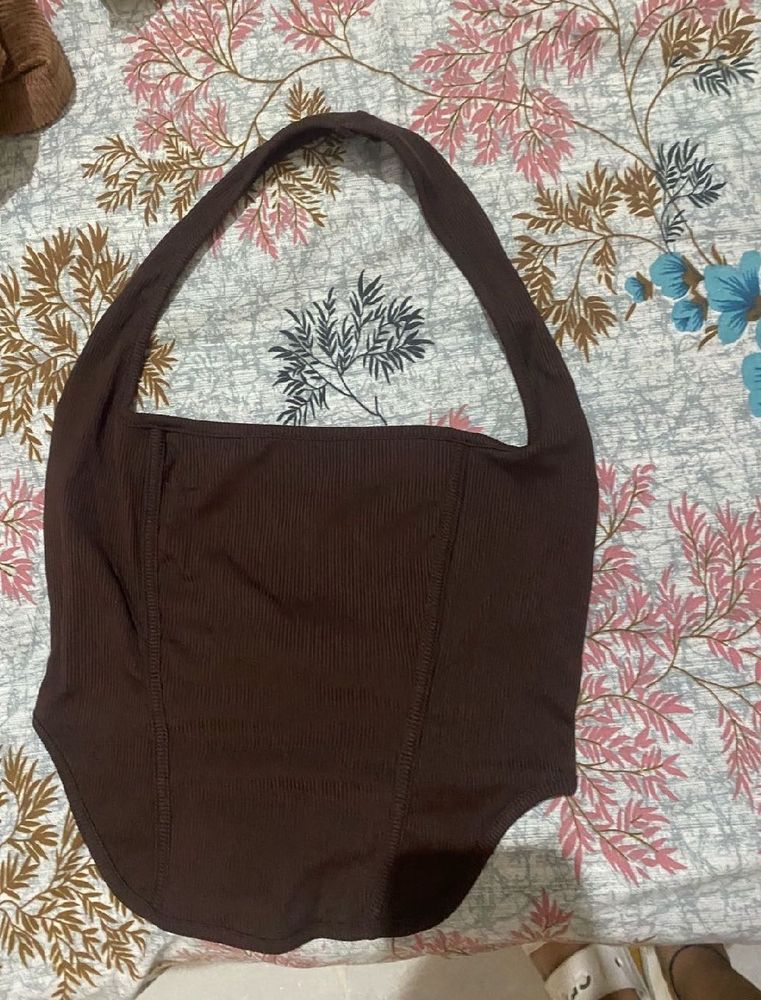 Brown Halter Corset Top