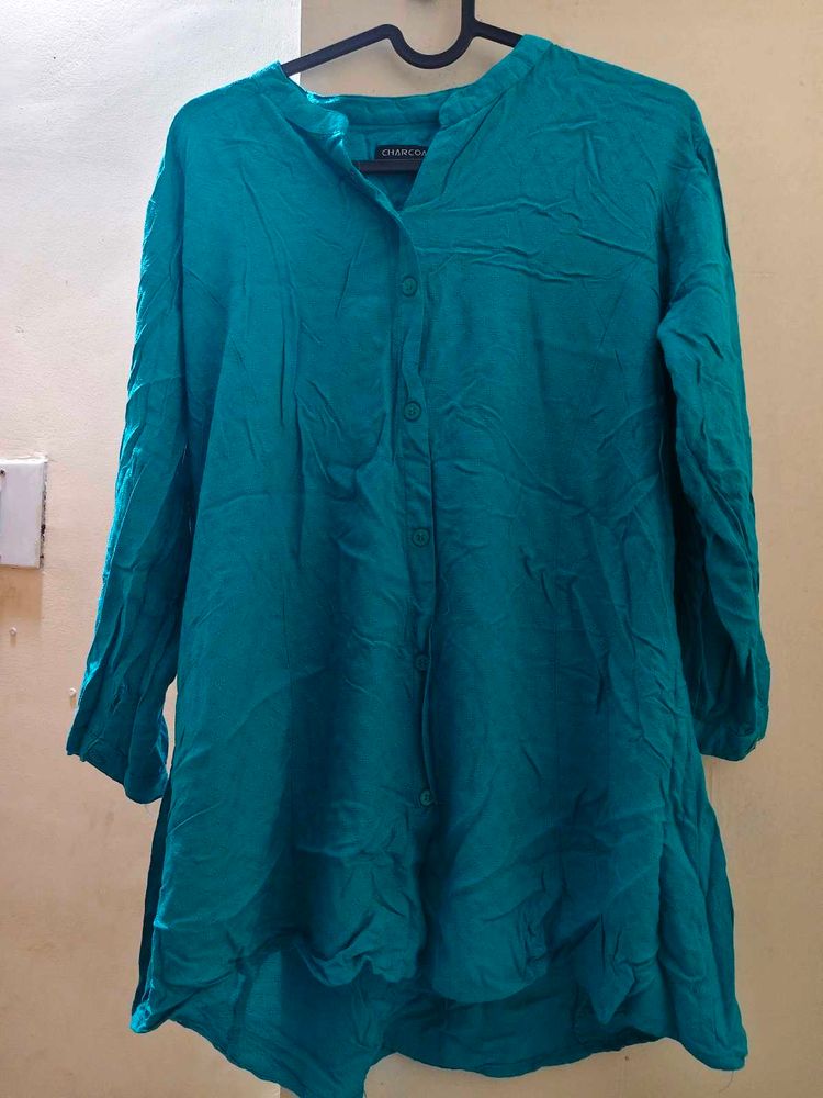 Teal Button-Down Top
