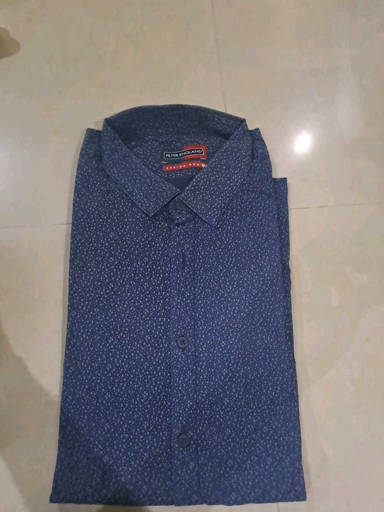 Peter England Navy Blue Party Wear Shirt