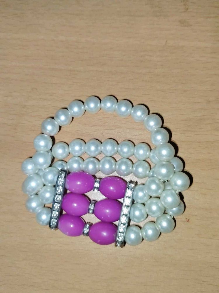 Heavy Pearl &amp; Purple Bracelet