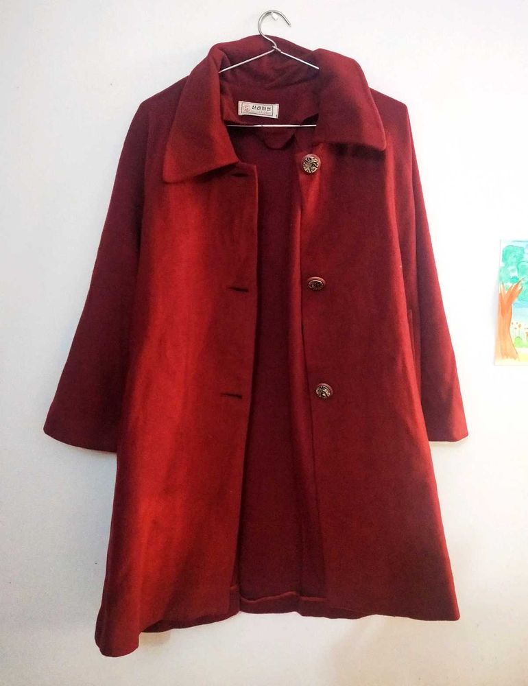 Burgundy Wool Overcoat