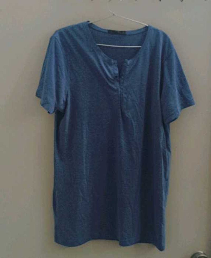 Blue Henley Tunic Top