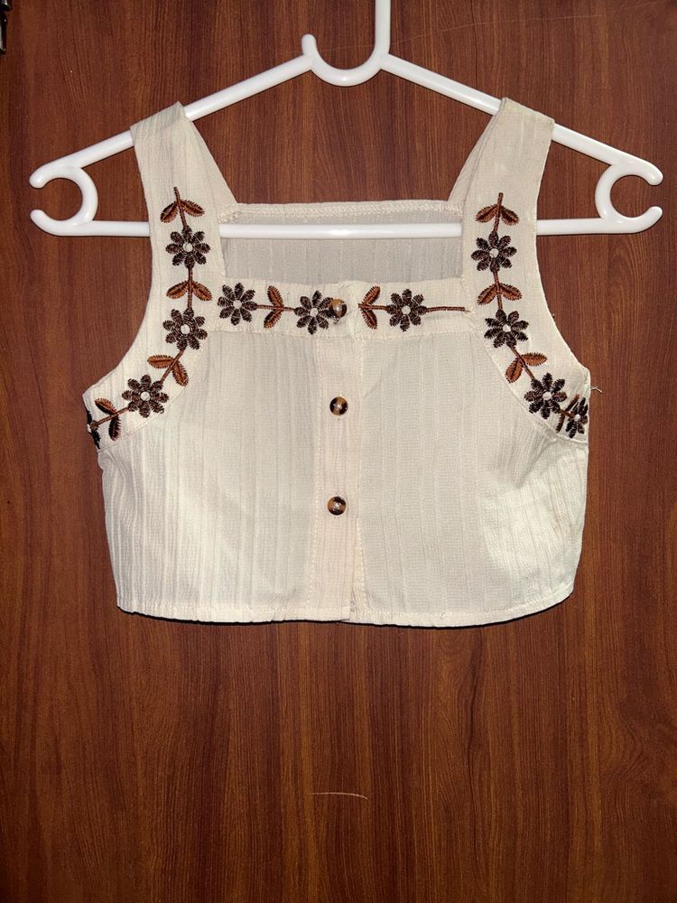 Floral Embroidered Crop Top