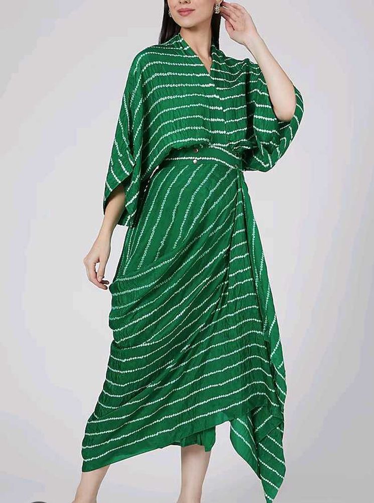 Striped Green Wrap Dress