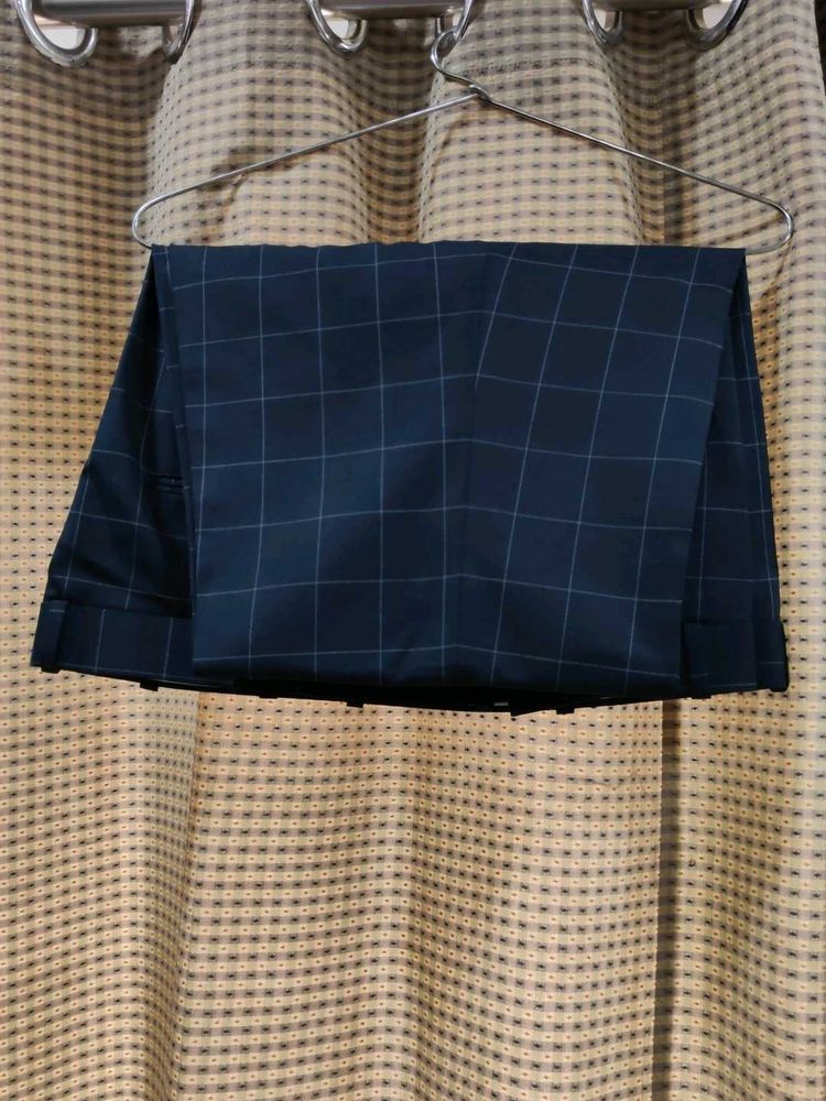 Men's Blue Plaid Dress Pants