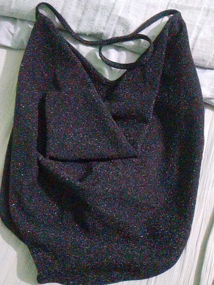 Lilac Crop Top + Party Wear Shimmery Combo