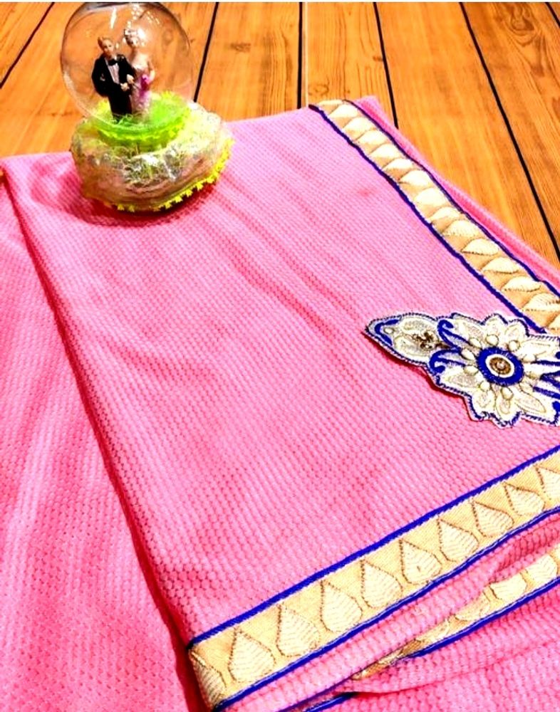 Pink &amp; Gold Embroidered Saree