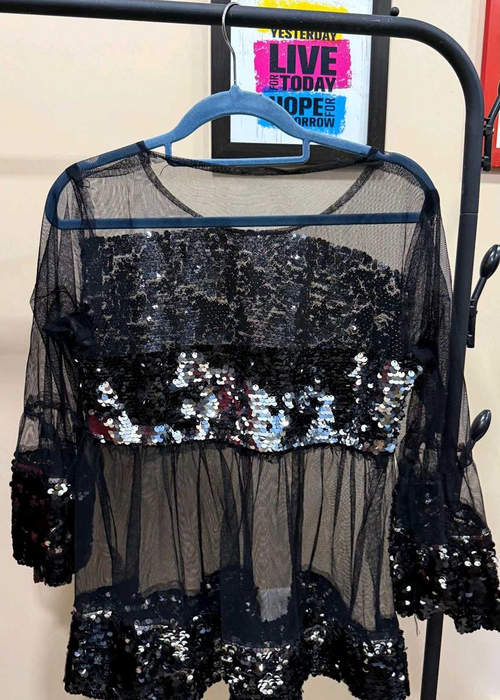 Sequined Mesh Top