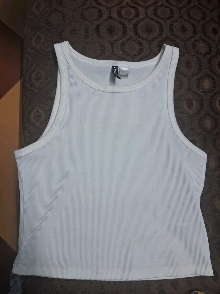 White Sleeveless Tank Top