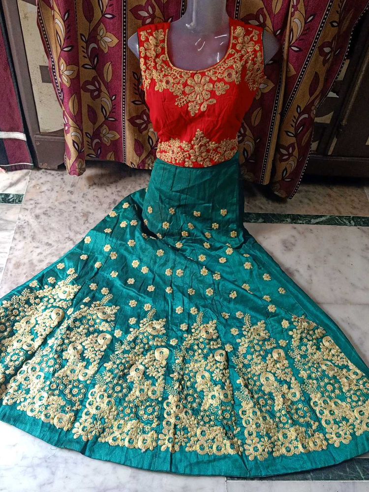 Emerald &amp; Ruby Lehenga