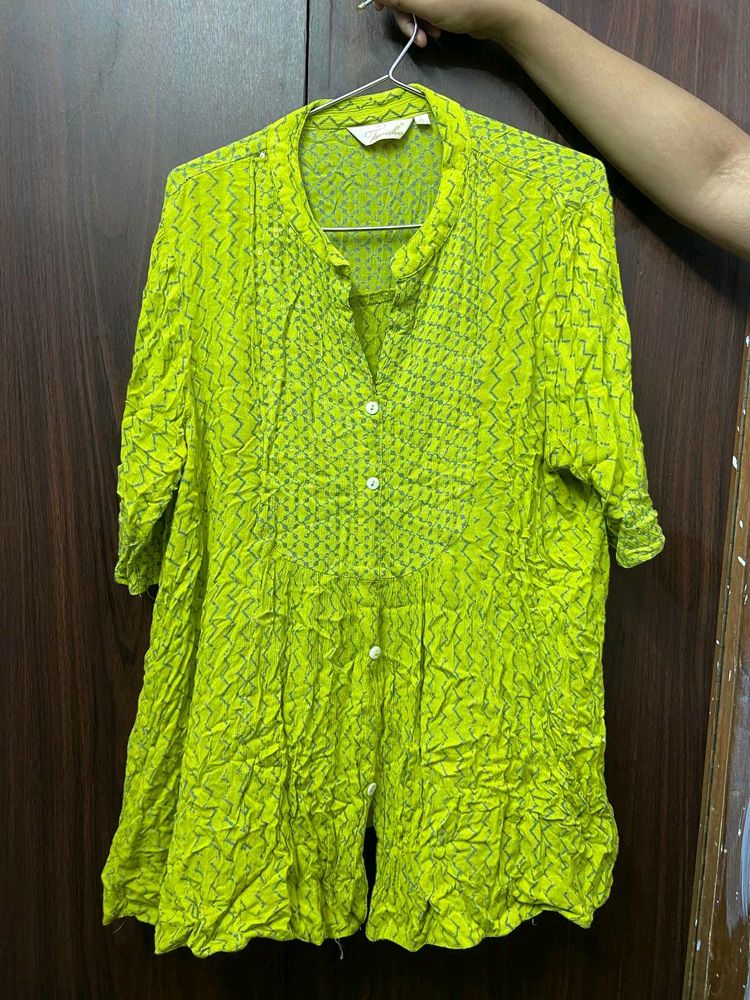 Green Printed Short Kurti