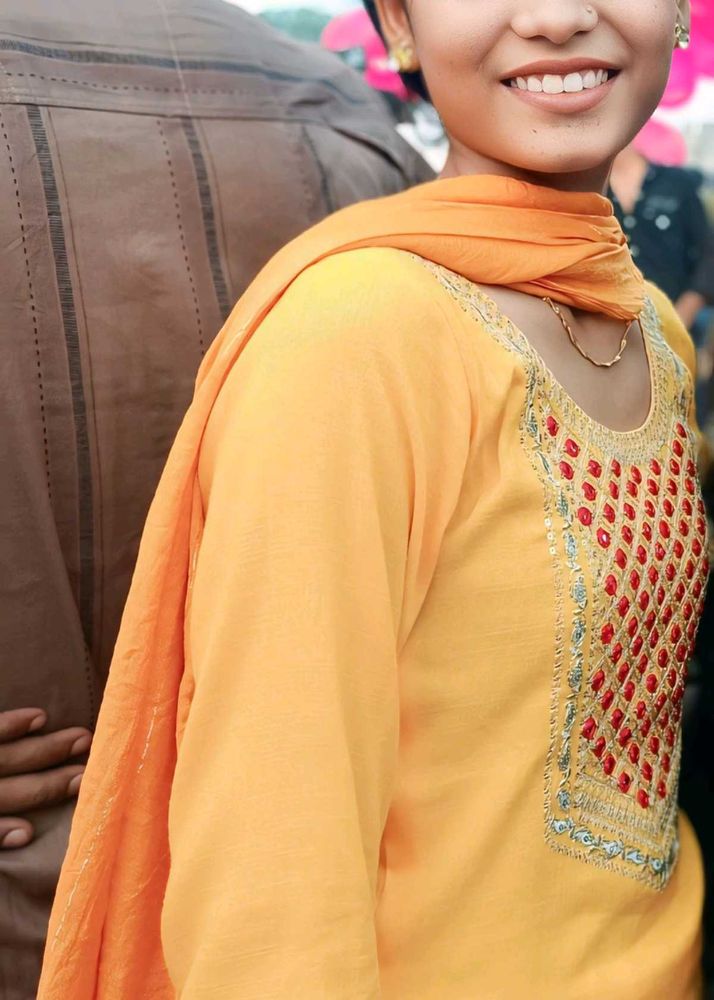 Yellow Embroidered Kurta