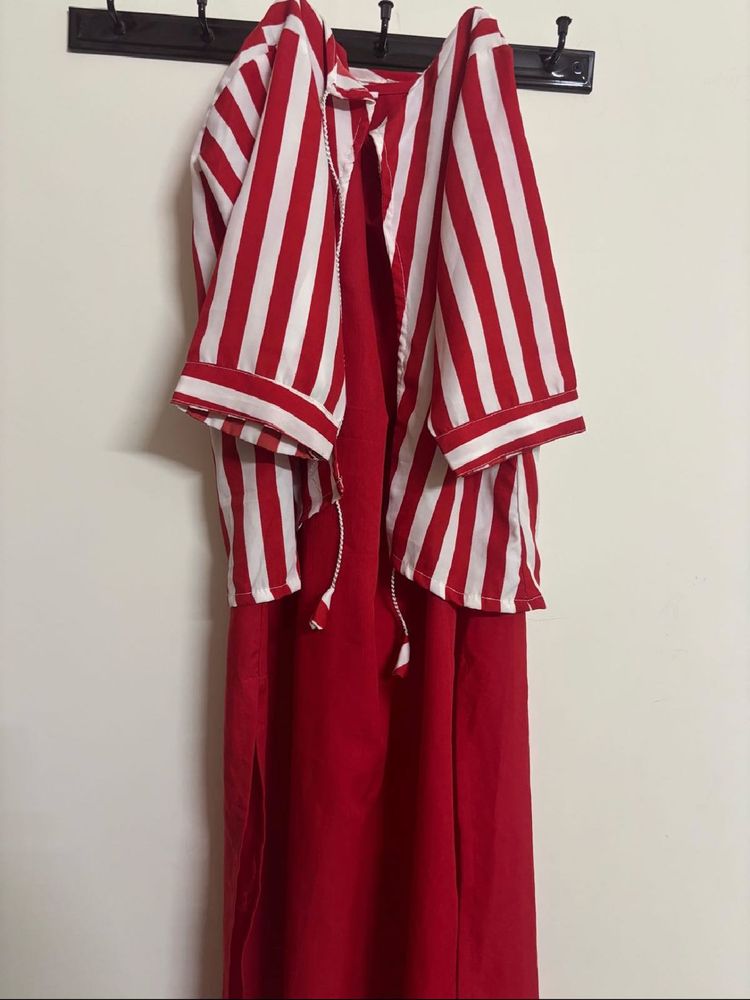Red &amp; White Striped Two-Piece Set
