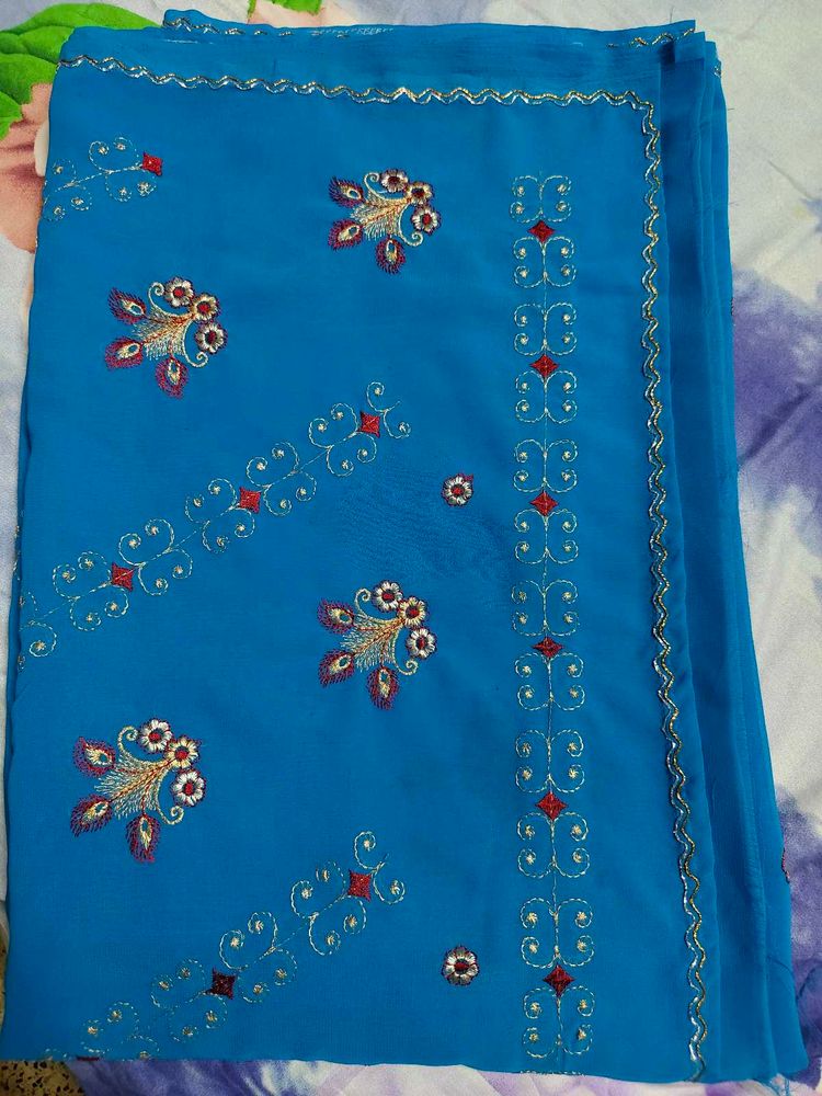 Elegant Blue Saree 5.5 Meter