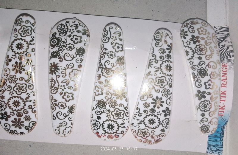 Beautiful Golden &amp; White Hairclip Pair