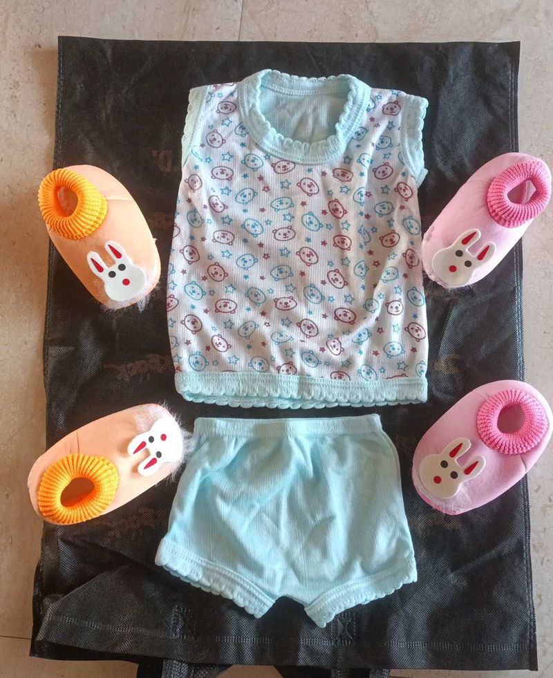Combo Of Baby Booties &amp; Dress