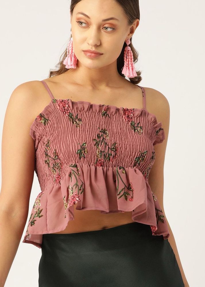 Pink &amp; Green Crop Top