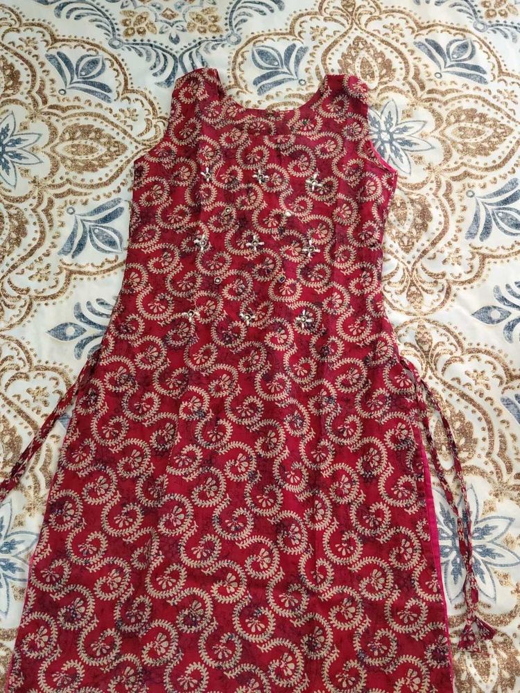 Red Printed Kurta