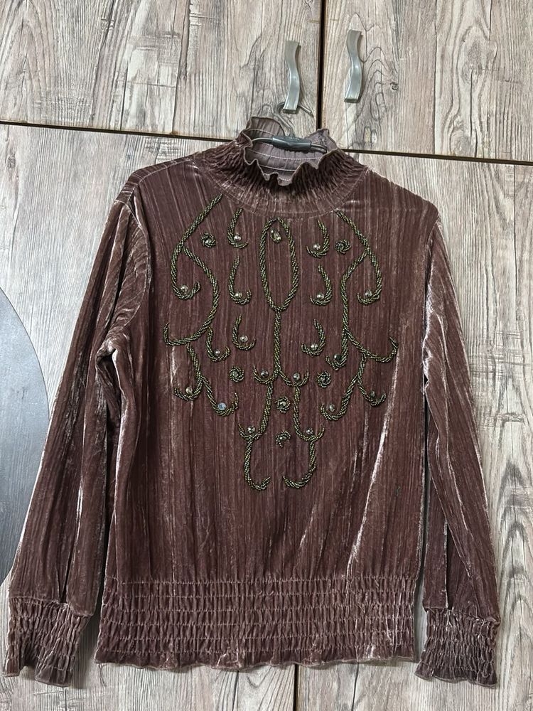 Embellished Velvet Top-1