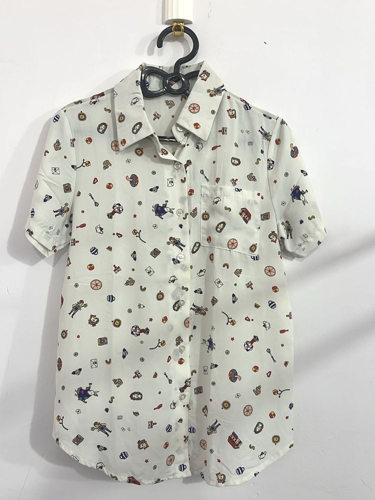 Patterned White Shirt