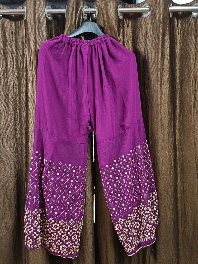 Purple Embroidered Palazzo