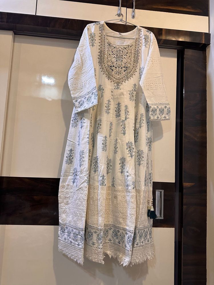 New white anarkali suit