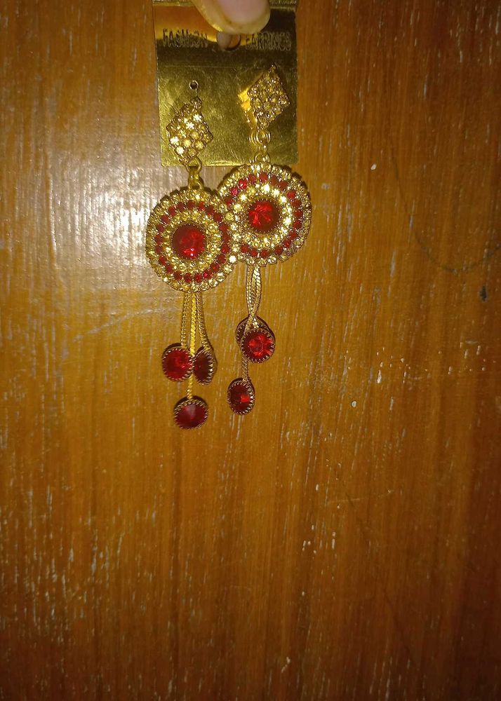 Red &amp; Gold Earrings
