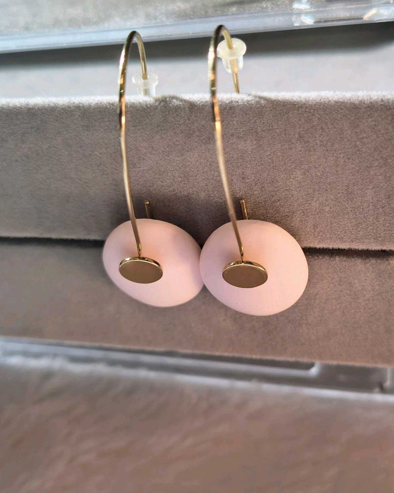 Pink Stone Drop Earrings