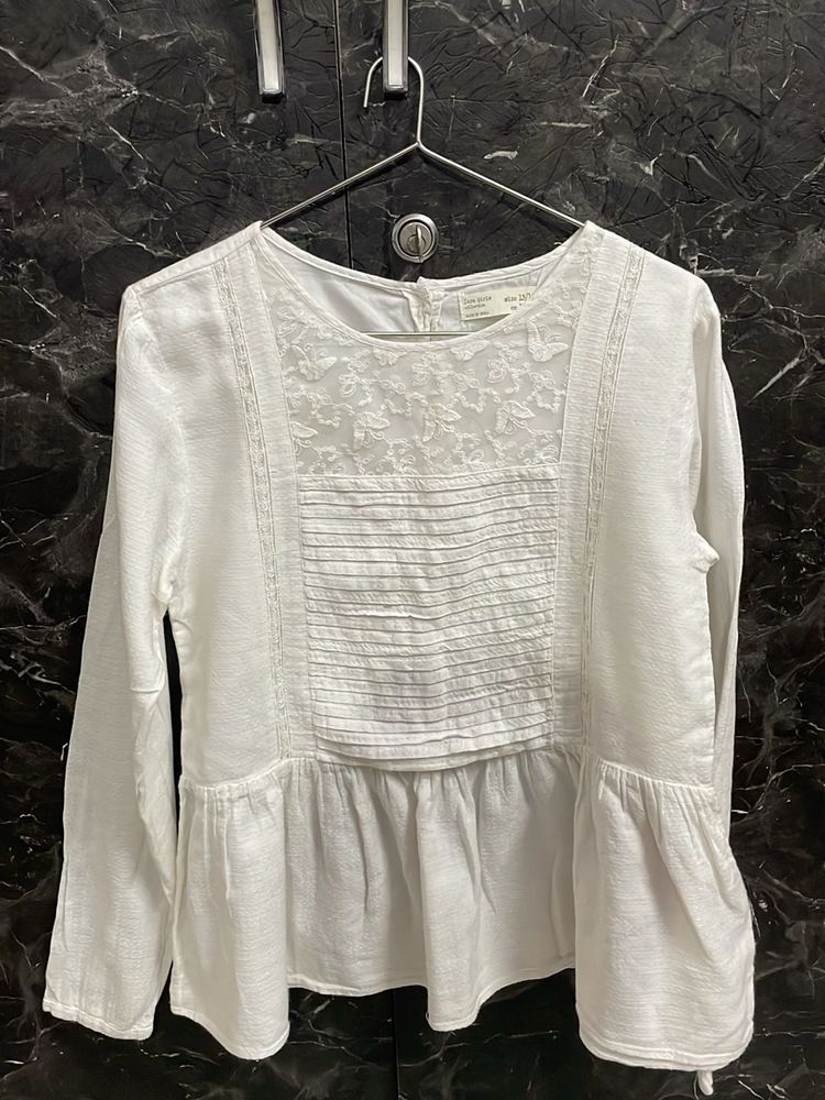 White Lace Peplum Top