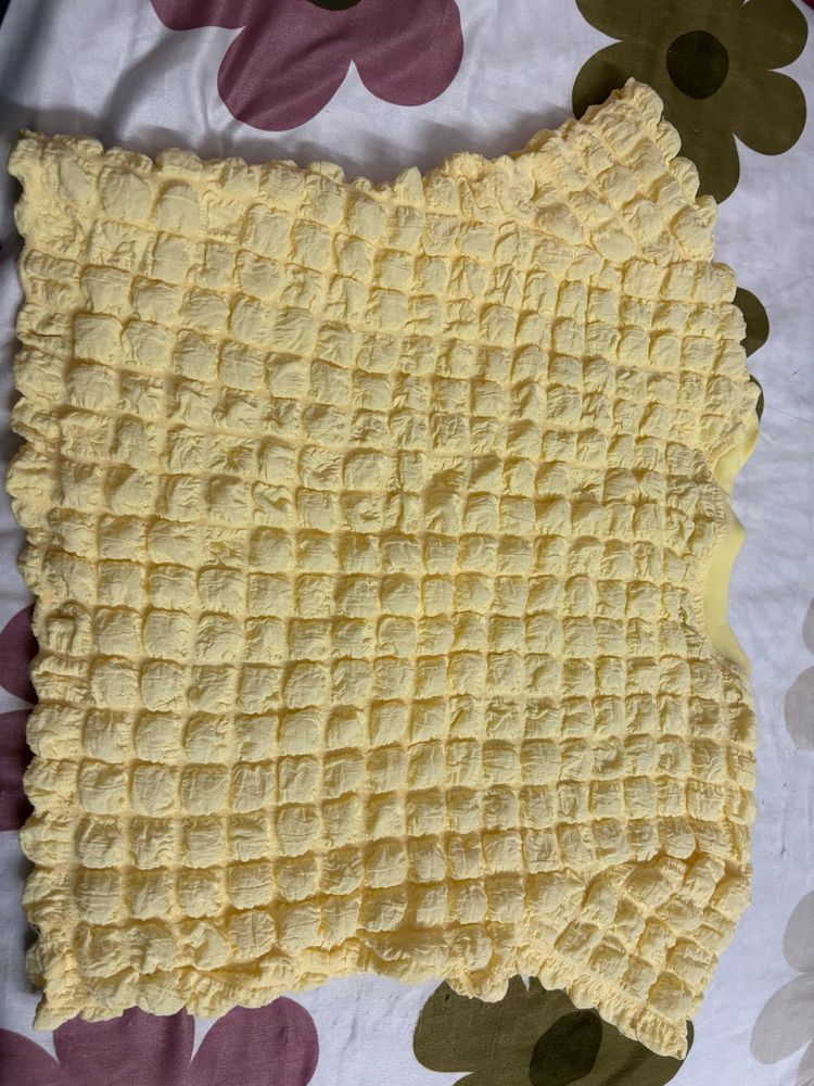 Textured Yellow Crop Top