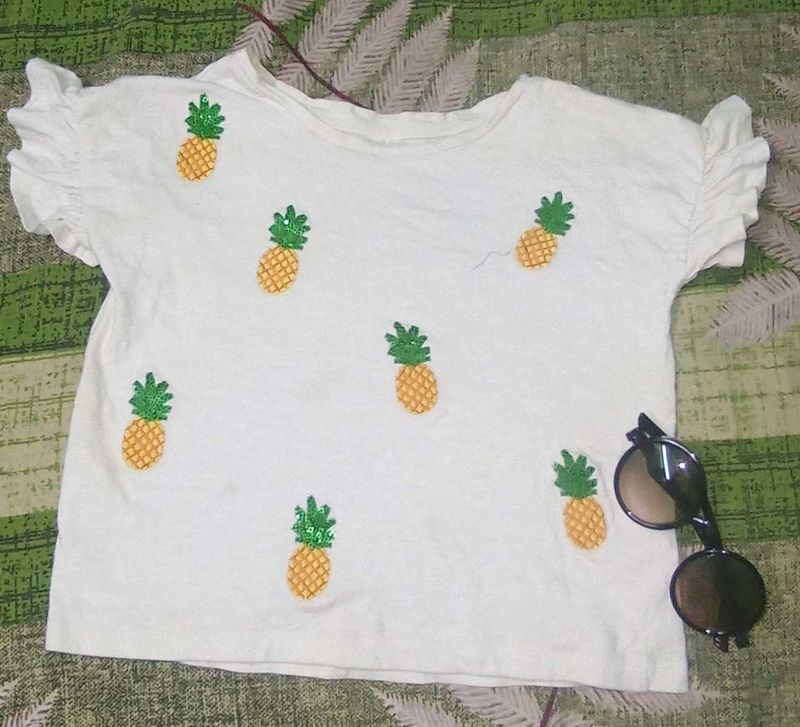 Pineapple Ruffle Sleeve Tee