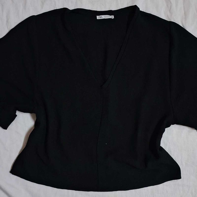 Zara Black V-Neck Blouse