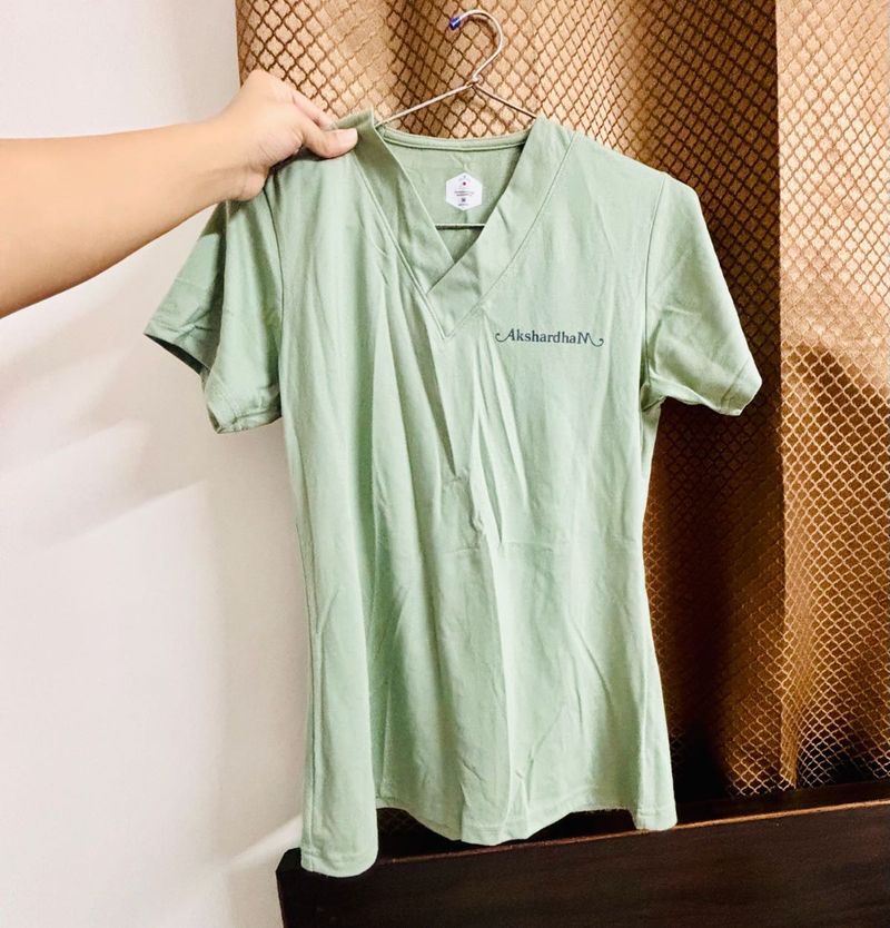 Green V-Neck Top
