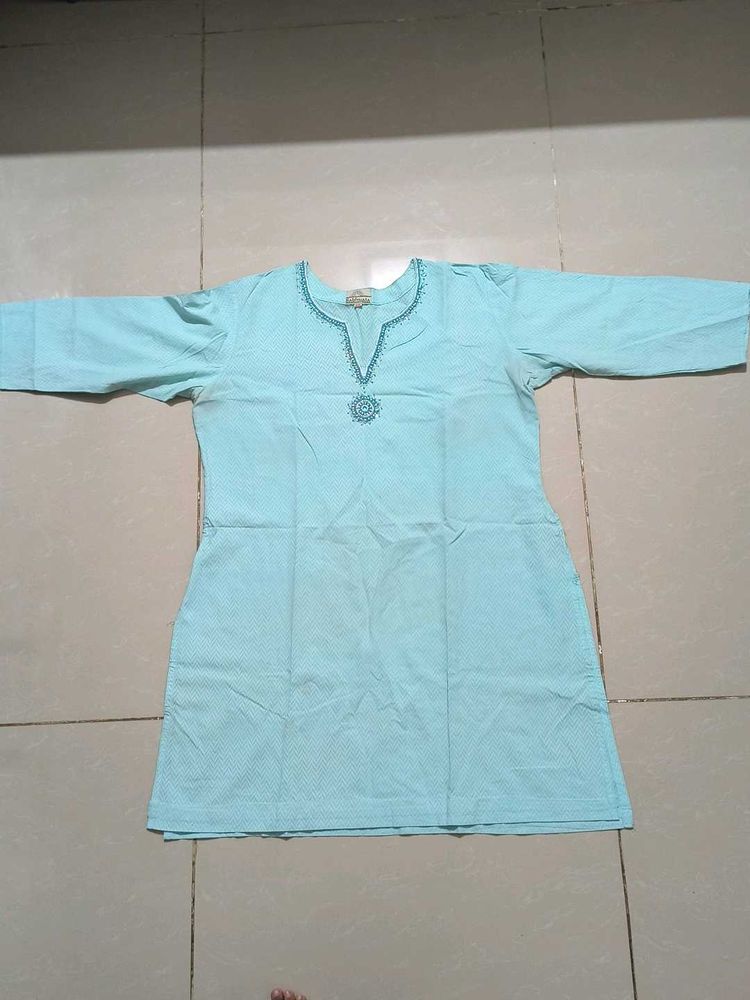 Elegant Light Blue Kurta + Jeans