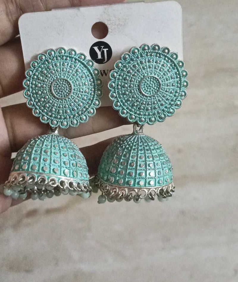 Turquoise Jhumka Earrings