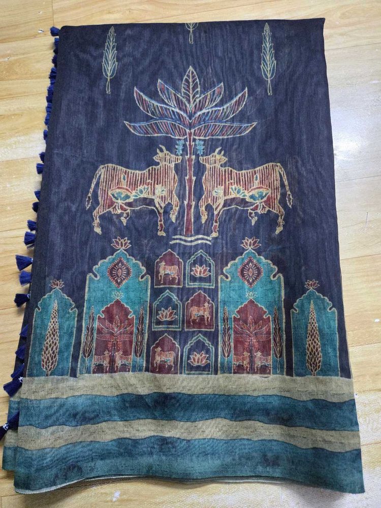 Ajrakh Pichwai Printed Saree For Office Wear