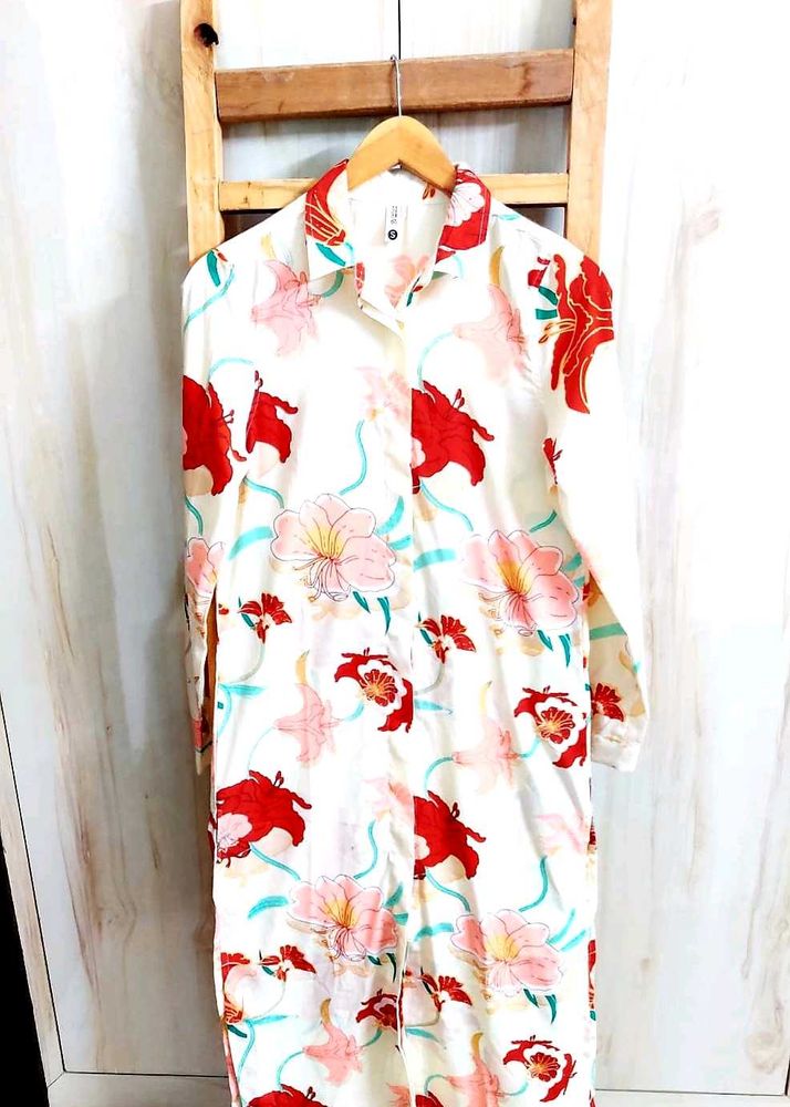 Floral Print Long Shirt Bust Size-34-36