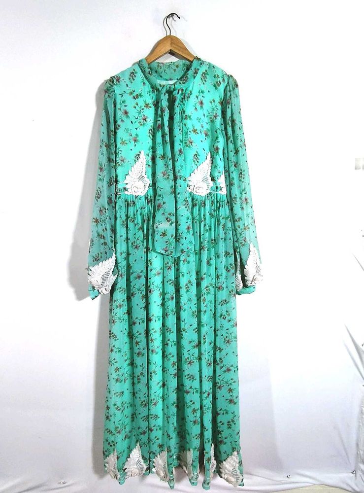 Aqua Green Floral Print Gown (Women&#39;s)
