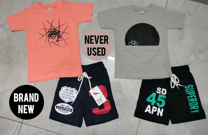 Trendy Cotton T-Shirt &amp; Shorts Set For Boys