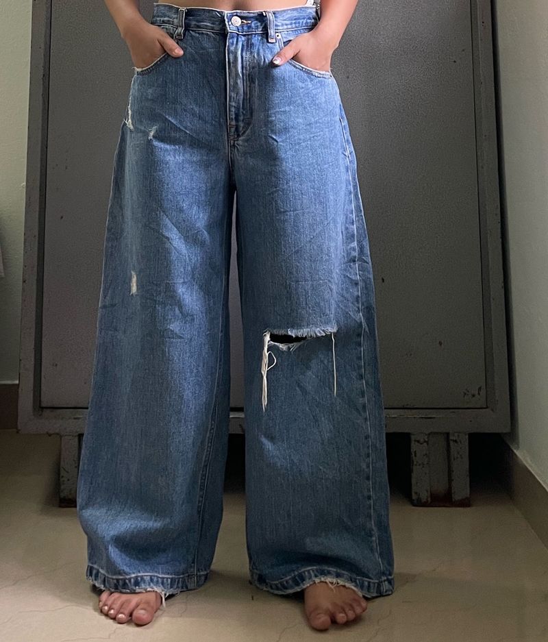 Wide Leg Ripped Jeans
