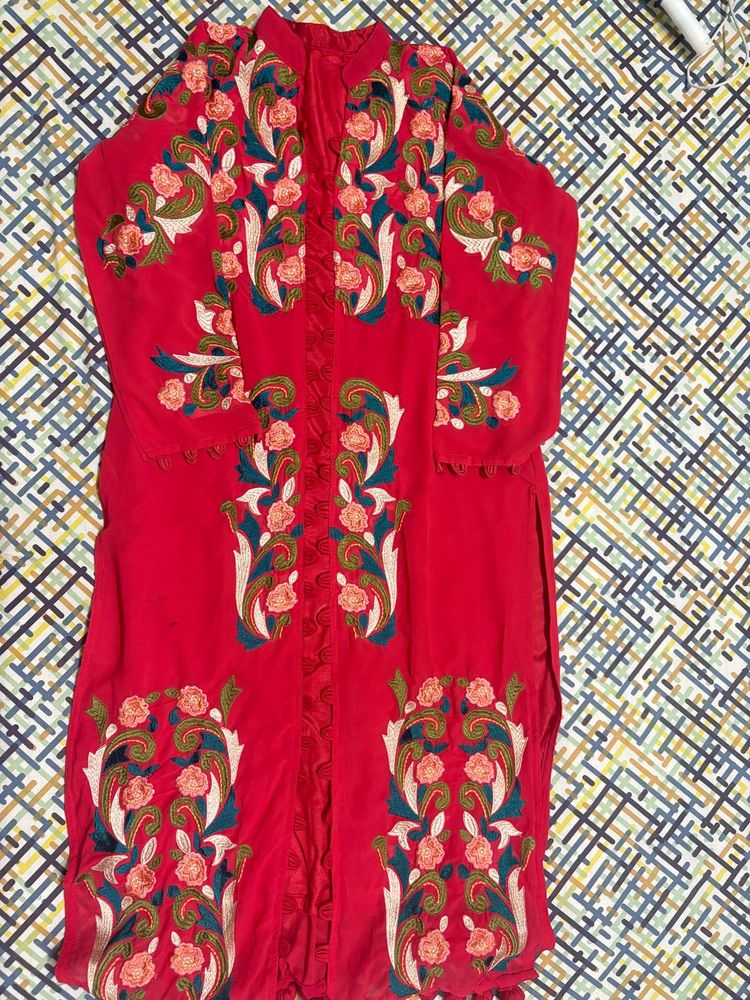 Red Embroidered Kurti