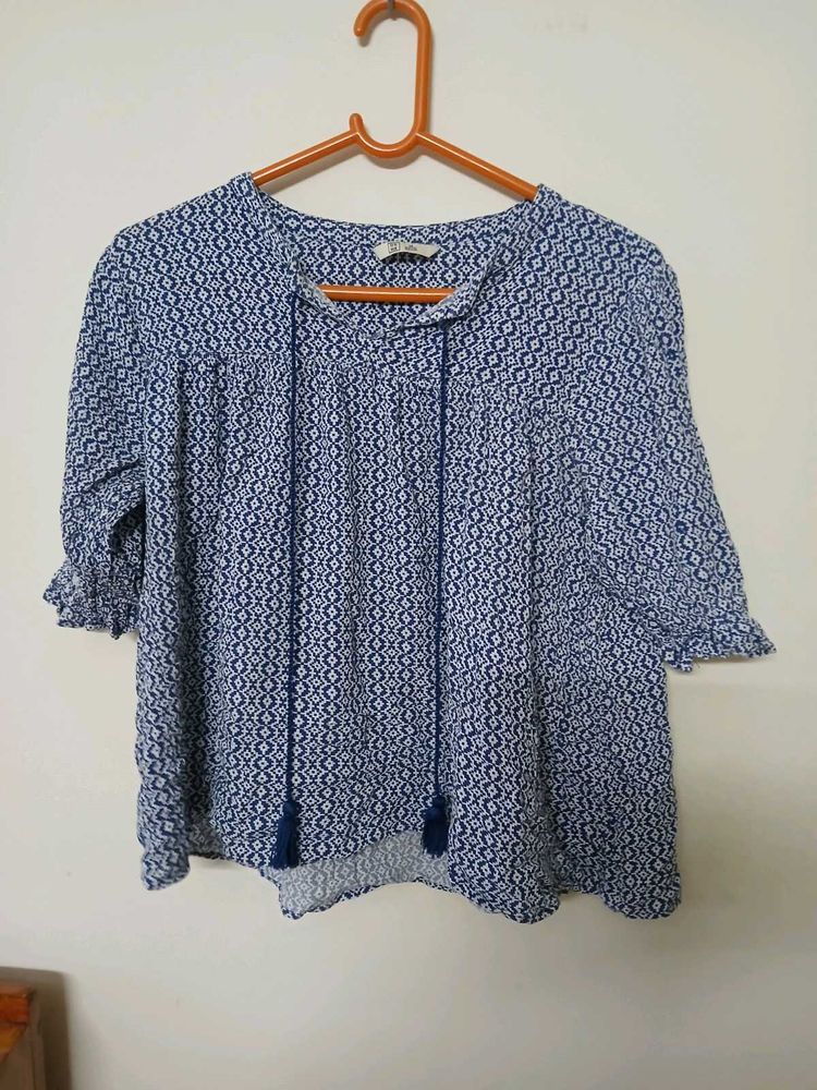 Patterned Blue Top