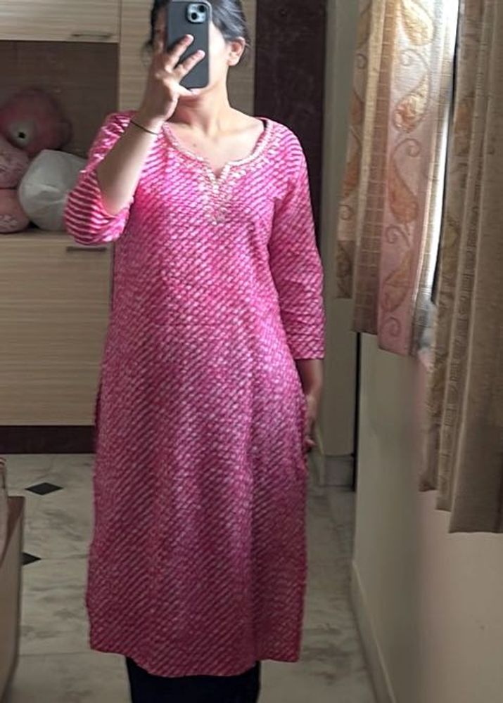 Pink Printed Kurta