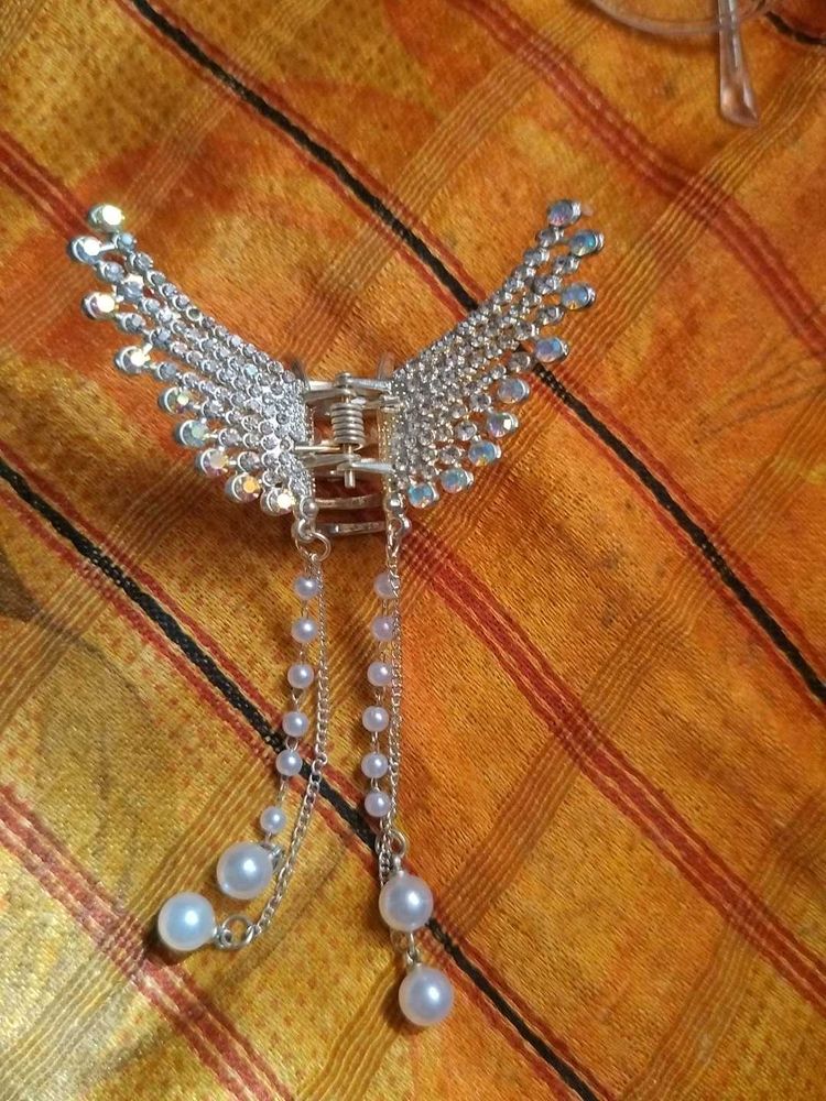 Pearl &amp; Rhinestone Hair Claw Clip