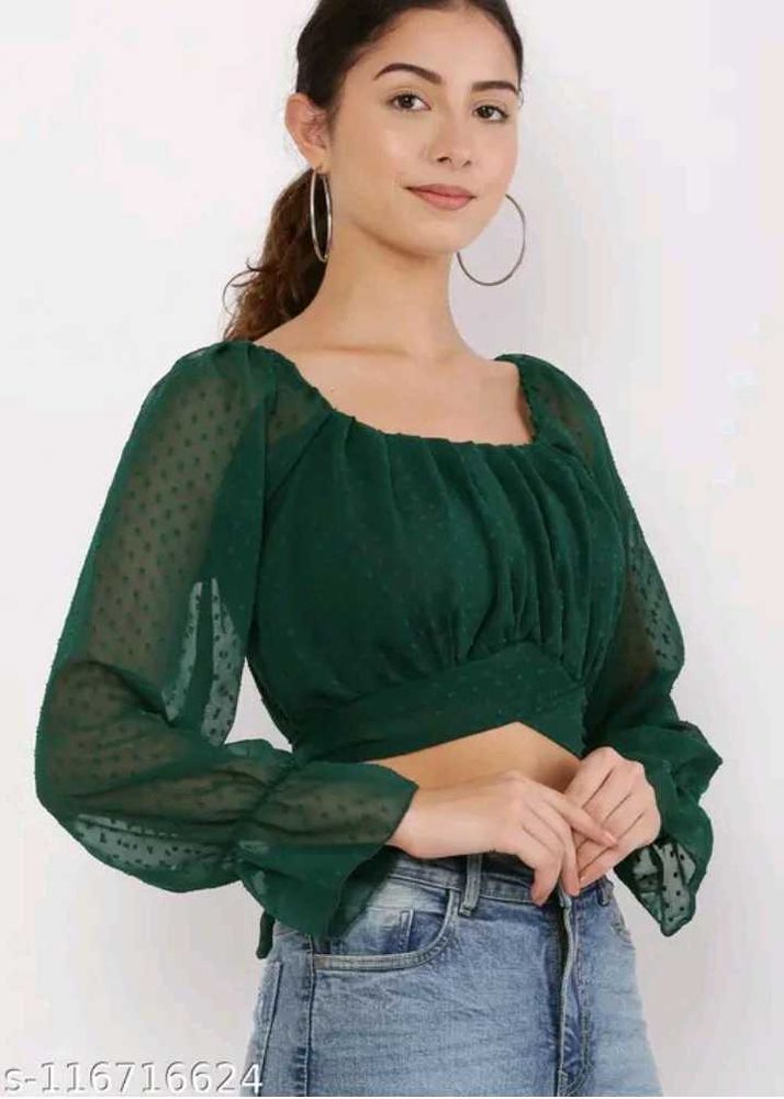 Chic Emerald Green Crop Top