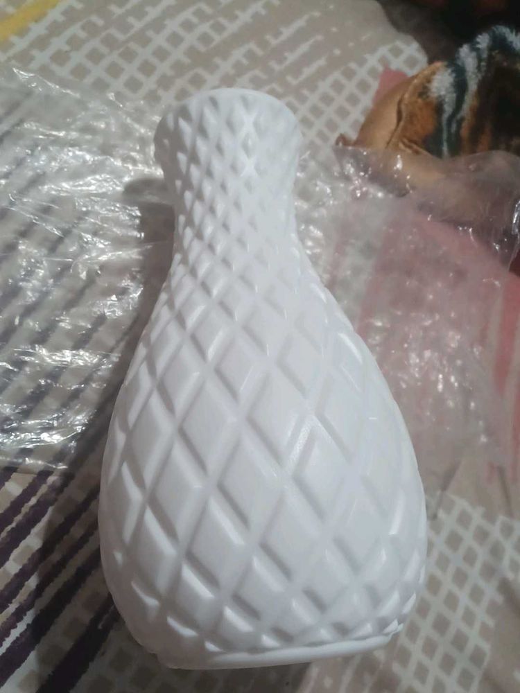 Textured White Vase its plastic