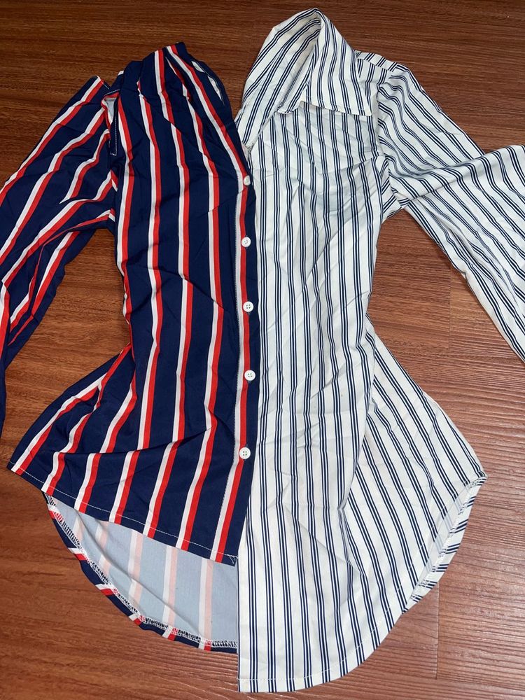 y2k fitted Striped Colorblock Top